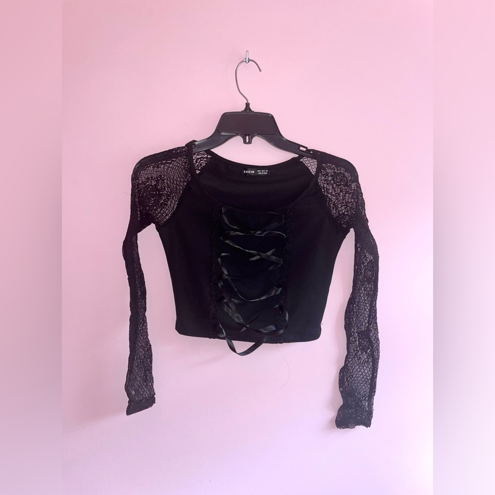 Shein Black Laced Crop Top